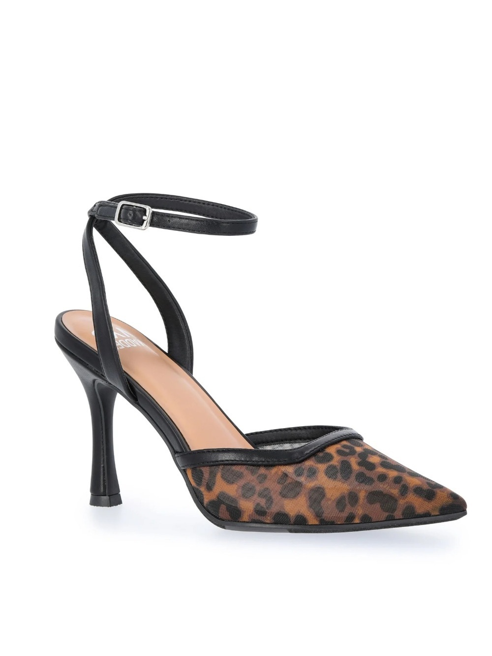 Madden NYC Womens Mesh Pointed Toe Adjustable Ankle Strap Heels SZ 8 Cheetah New